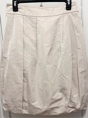 Lida Baday Beige Khaki Silk Puff Bubble Lined Skirt 8 Parachute Knee length